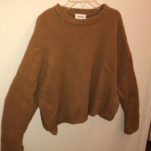 Cropped cable knit sweater